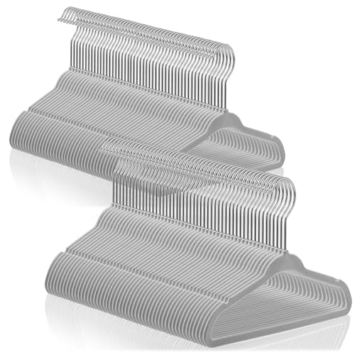 Image of Casafield 100 Velvet Baby Hangers - 11" Size for Infant & Toddler Clothes - Gray