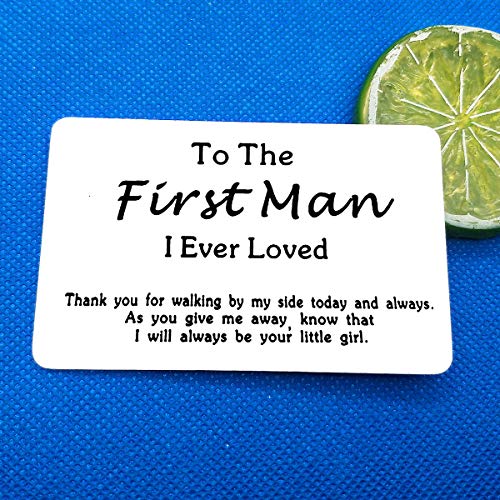 Father of The Bride Gift, Gift for Dad on Wedding, to My First Man I Ever Loved Engraved Wallet Insert Card, Wedding Day Gift for Dad from Daughter, Dad of The Bride Gift for Wedding Keepsake for Dad4