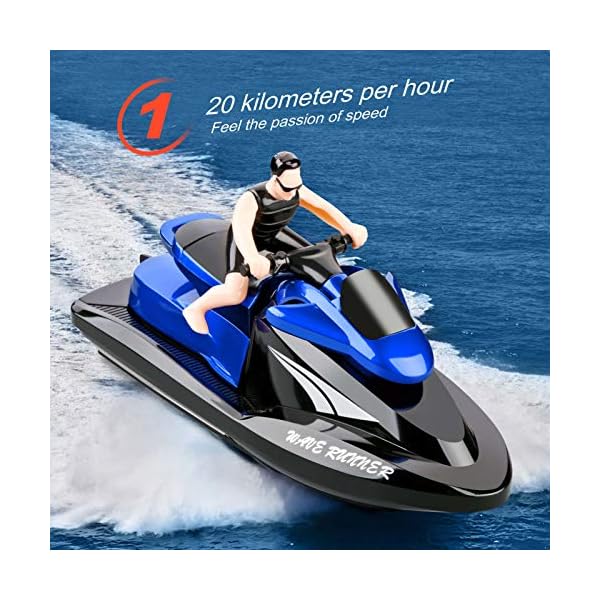 Goolsky 809 RC Motorboot RC Boot Hochgeschwindigkeitsfernbedienungsboot für Pools Lakes 2,4 GHz Wasserdichtes Spielzeug für Kinder Jungen und Mädchen – Bild 5