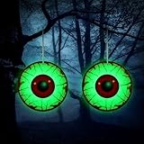 WinnerWhy 2 Pcs Halloween Glow Eye Ball Huge in The Dark Eyeball Halloween Fake Eyeballs Glow Spooky Eyes for Window Wall Door Garden Lawn Stage Prop Yard Hanging Supplies(Huge)