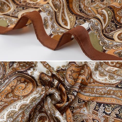Image of 27.5 Inches Square Silk Feeling Neck Scarf for Men Necktie Silk Bandanas Pocket Square Cowboy Scarves