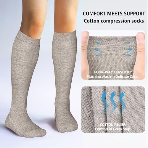 Image of LEVSOX Cotton Compression Socks for Women&Men 20-30mmHg Knee High Cute Support Sock for Nurses Pregnancy Travel