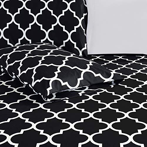 Elegant Comfort Luxury Soft Bed Sheets Quatrefoil Pattern - 1500 Premium Hotel Quality Microfiber Softness Wrinkle and Fade Resistant (4-Piece) Bedding Set, Twin/Twin XL, Black
