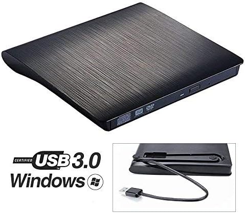Protokart External DVD Drive USB 3.0, Portable CD DVD +/-RW Optical Drive Burner Writer for Windows 10 / 8 / 7 Laptop Desktop PC of HP Dell LG Asus Acer LG Asus Lenove Thinkpad Macbook Pro (Black), with 1 year warranty
