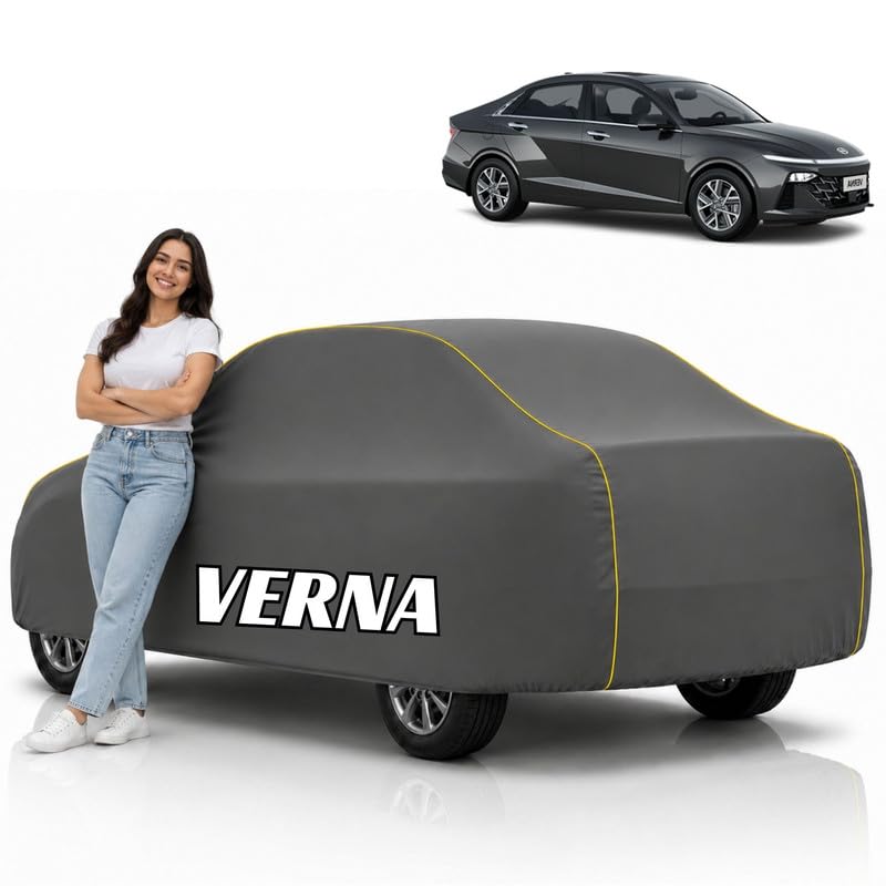 Image of Mind-Blowing 2026 100% Waterproof Old Verna Car Cover | Polyester Car Body Cover for Rain & Sun | UV Protection, Dustproof, Scratch Resistant, Windproof, Heat Resistant, Custom Fit (Grey)