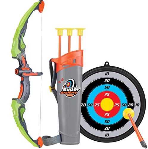 Click N' Play Bow & Arrow Archery Set For Kids, Toy Bow & Arrow That Lights Up For Outdoor Play With 3 Suction Cup Arrows, Target & Quiver, Practice Archery Set For Children Ages 4 & Up #TOP21