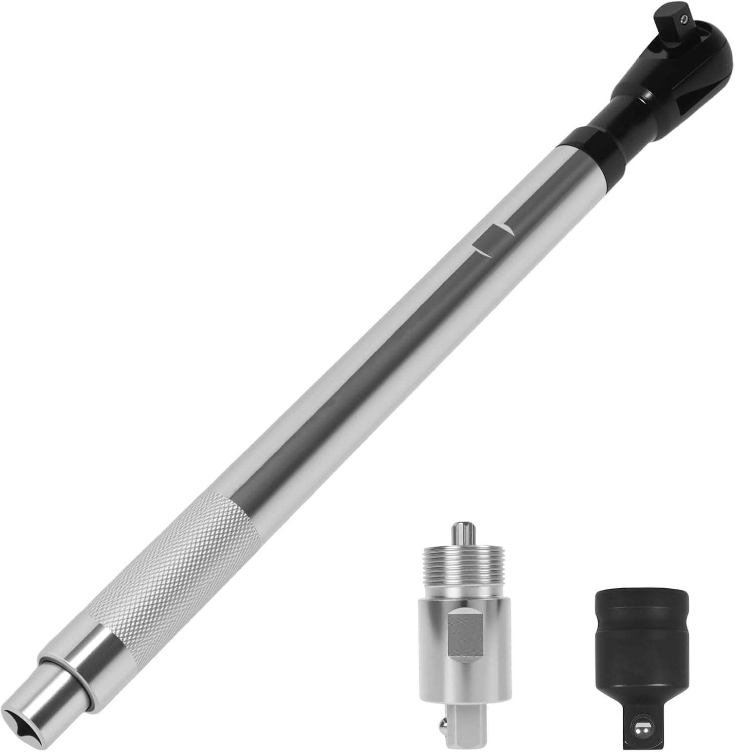 Offset Extension Wrench, 1/2" Square Electric Ratchet Wrench Extend Rod with 3/8" & 1/4" Socket Adapters, Portable Impact Ratchet Spanner Extender for Tight Space Automobile Repair Furniture Assembly