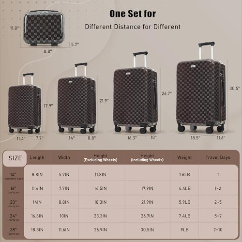 Image of Hardside Luggage Sets, Lightweight Suitcase with Spinner Wheels, Brown Patterns