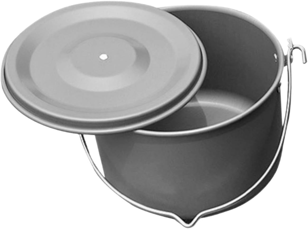 Happyyami Camping Cooking Pot Portable Aluminum Person Picnic Pot Set Hanging Outdoor Cooking Boiling Kettle Cookware Kit