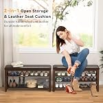 Shoe Rack Bench for Entryway, 3 Tier Adjustable Shelves Wood 39.4'' - Image 3