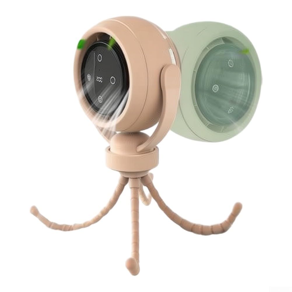 Ventilatore per passeggino senza pale, ricaricabile tramite USB, con batteria da 6000 mAh, silenzioso, portatile, per carrozzina, seggiolino auto, bianco (beige)