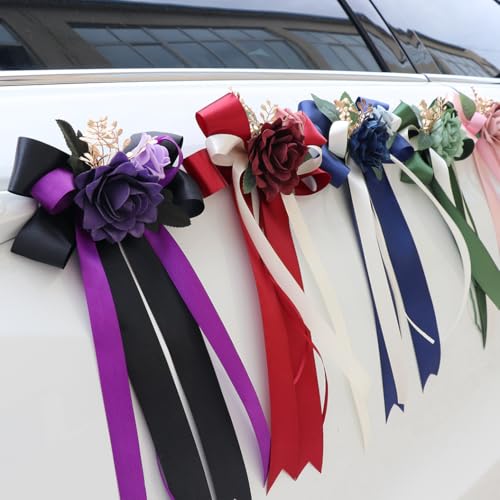 Lazos de boda para espejos de coche y decoración de sillas vintage 7