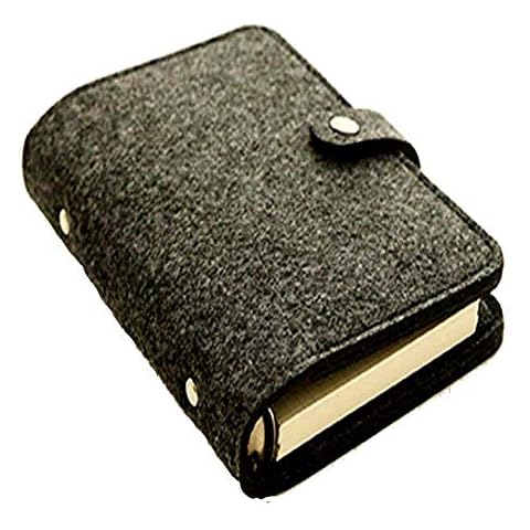 Yakri A6 Size 6 Ring Magnetic Buckle Felt Cover Notebook Refillable with Card Pocket Pen Holder,80 Sheets Refill Papers TPN110 (Dark Grey A6) Cover