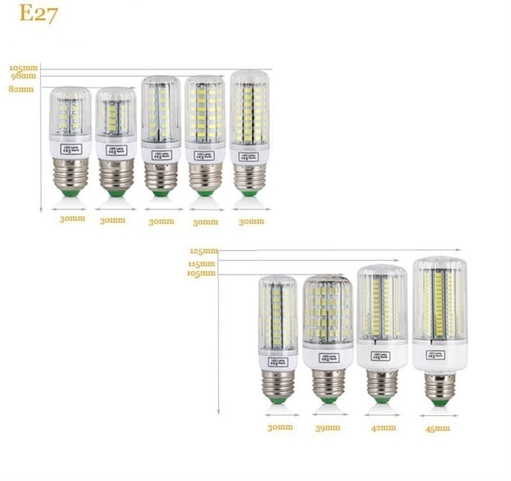 fengyan Casa Bombillas, Paquete de 10, Bombilla LED de maíz E27 SMD5730 AC220V, lámpara de decoración del hogar lámpara de Foco Familiar Lámpara(Cold White,108LEDs)