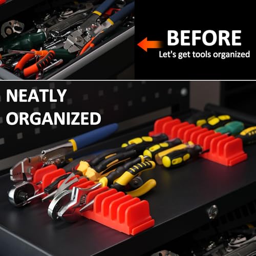 Image of 12 Pcs Magnetic Pliers Organizer for Tool BoxDrawer, Modular Plier Holder | 1.6 inchH Custom-fit Tool Drawer Organizer for Workshop, 2 Big /10 Small Slots Hand Tool Holder for Easy Grab, Gift for Mechanic