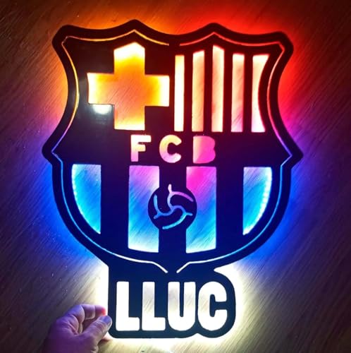 Letrero neon led escudo personalizado Barcelona regalos iluminado para colgar en la pared habitación de fútbol