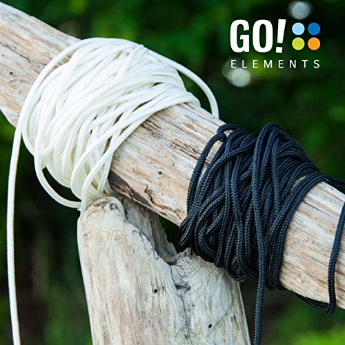 GO!elements 100m Paracord Seil aus reißfestem Nylon - 4mm Paracord 550 Typ II max. 192kg - Schnüre als Outdoor Seil, Allzweckseil, Survival Seil, Armband, Hundeleine, Nylonschnur, Farbe:Schwarz