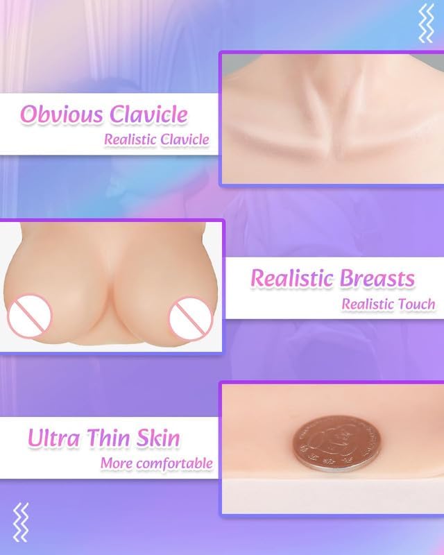 Silicone Breastplate Fake Boobs E Cup Breast Plates Breast Forms for Transgender Cosplay Drag Queen Crossdresser