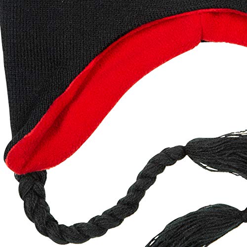 Disney Unisex Adult Mickey Mouse Acrylic Knit Winter Laplander Hat with Jumbo Knit Pom Ears and Knit Tassels Black3