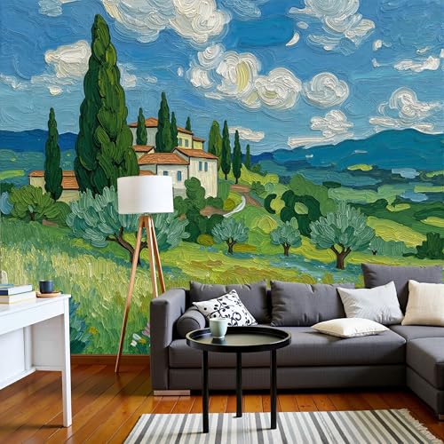 Fresque murale soie paysage de campagne pour décoration murale raffinée - 3