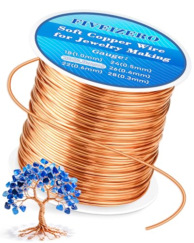 FIVEIZERO 82ft 20 Gauge Copper Wire for Jewelry Making Pure Dead Soft Bare Copper Wire for Electroculture Gardening Crafting Beading Sculpting
