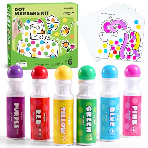 Jar Melo Washable Dot Markers, 6 Colors Dot Paints with 108 PDF &...