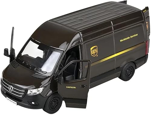Van de entrega de UPS fundido a presión (1 paquete) (5 pulgadas) con movimiento de retroceso, compatible con Mercedes-Benz Sprinter UPS Edition