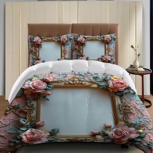 Microfibre Parure de Lit 2 Personnes Rose Vintage Douceur Durable
