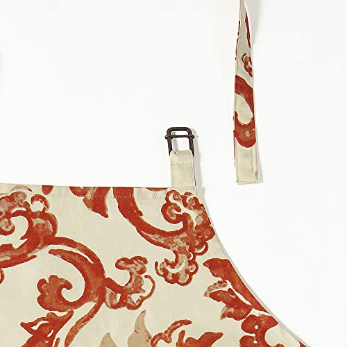 Image of HPD Half Price Drapes Aprons for Men Women with Large Pockets Adjustable Unisex PRTW-D40A-AP Indonesian Printed Cotton, 27 X 34 Inch, Indonesian Rust