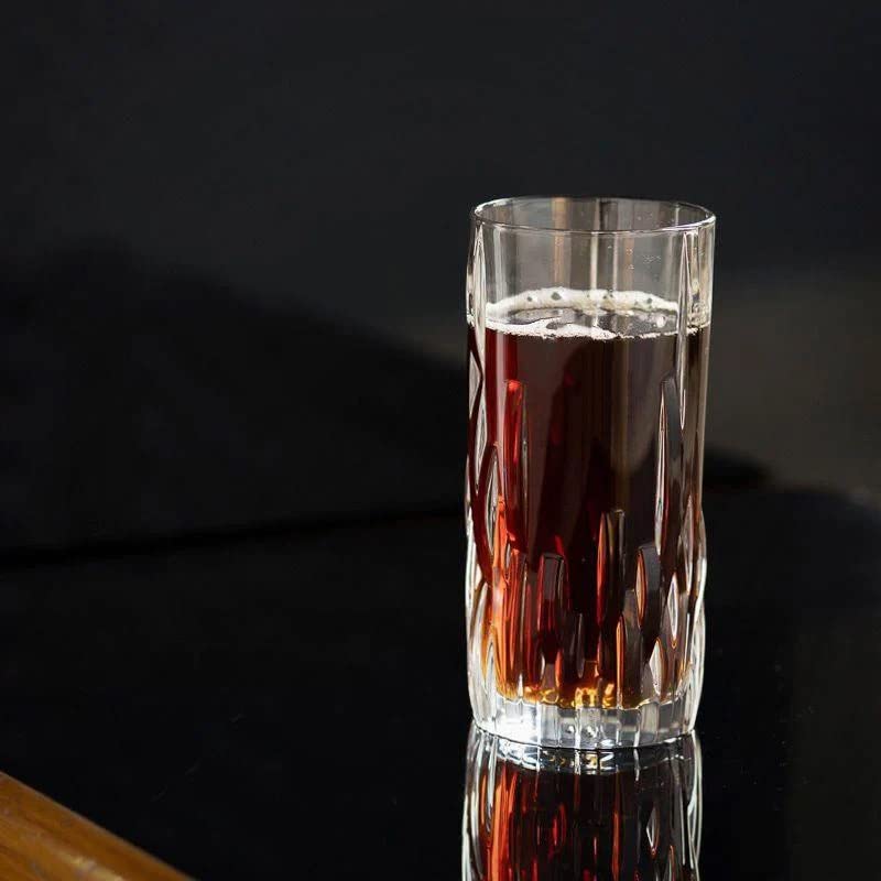 Image of Premium 350ML Juice Glasses Drinking Glasses, Highball Lead-Free Glasses, Tumblers for Water, Juice, Beer, Cocktail and Mixed Drinks - Pieces, Transparent (Lining Glasses, 4 Count (Pack of 1))