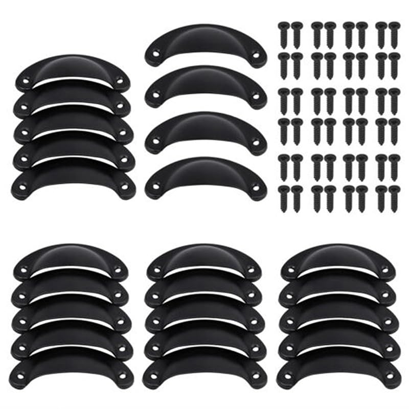 24pcs Antique Iron Drawer Knobs Pulls Handles Vintage Kitchen Cabinets Furniture Wardrobe Medicine Pull Handles Knobs - (Color: 24pcs-Black)