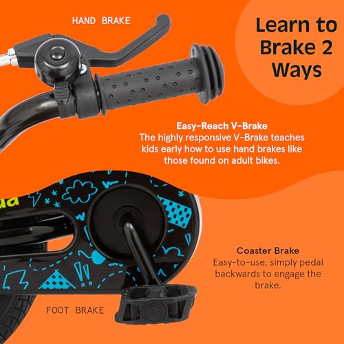 Image of Retrospec Koda Plus Kids Bike for Boys & Girls Ages 2-3 Years - 12 inch Children's Bicycle, Adjustable Seat & Handlebars, Removable Training Wheels, Front Hand Brakes, Rear Coaster Brake & Safety Bell