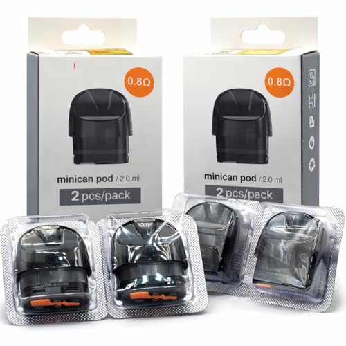 (4-Pack) Minican Replacement Pods 0.8 ohms Compatible with Aspire Minican & Minican Plus By Vape Force