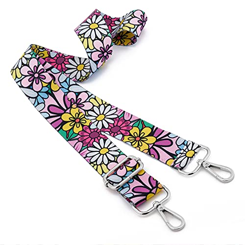Image of Silvery Buckles Wide Shoulder Strap Adjustable Replacement Belt Crossbody Canvas Bag Handbag