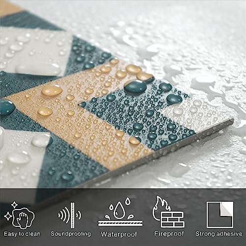 Colamo Luxury 8”X8” Swatch Green Orange Mix Matt Peel And Stick Backsplash,Faux Ceramic Adhesive Tile For Kitchen,Geometric Mediterranean Self Stick On Accent Wall For Bathroom,Fireplace,Waterproof #TOP3