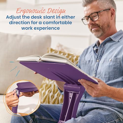 Image of ECR4Kids The Surf Folding Portable Activity Lap Desk, Adjustable, Flexible Seating, Eggplant