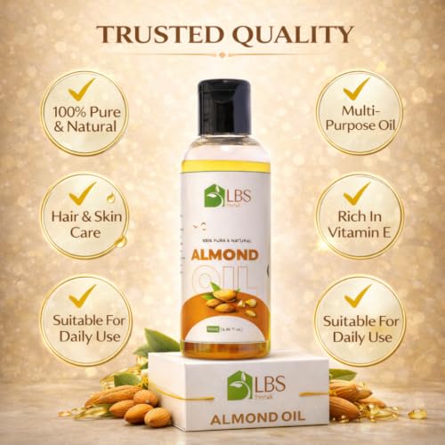 Image of Pure Sweet Almond Oil 100% Extra Virgin Cold Pressed | Natural Carrier Oil for Hair, Skin & Body Massage | Deep Moisturizing Hair Oil for Soft & Healthy Looking Hair | 100ml (Pack of 2)