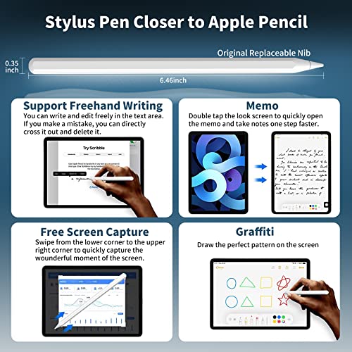 Image of Wireless Charging Stylus Pen, Proffisy Stylus Pencil with Real-time Power Display, Tilt Sensitive,Palm Rejection,Magnetic for iPad Pro 11inch 1 /2 /3, iPad Pro 12.9Inch 3 /4 /5, iPad Air 4 /5, iPad mini 6