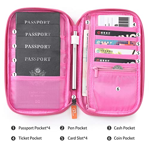 Travel Wallet Rfid Blocking Passport Clutch Travel Document Organizer Vaccination Card Holder Passport Bag (Red) #TOP2