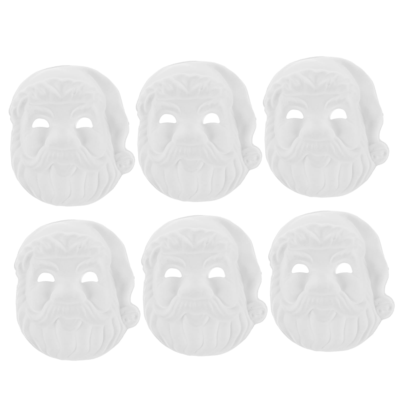 Milisten 6pcs Santa Claus Blank Masks Paintable Pulp Masks for Christmas Crafts Parties and Fashion Shows for Boys and Girls and Adults Safe and Material for Creative Fun