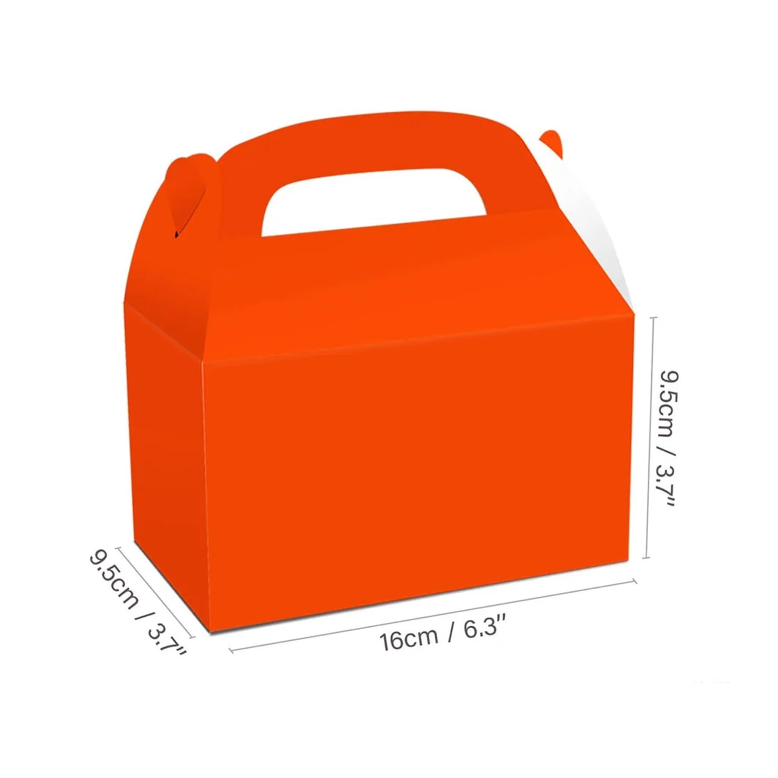 Lot de 48 boîtes de fête pliantes en papier kraft avec poignée - Marron - Boîtes à bonbons - Emballage cadeau (rouge)