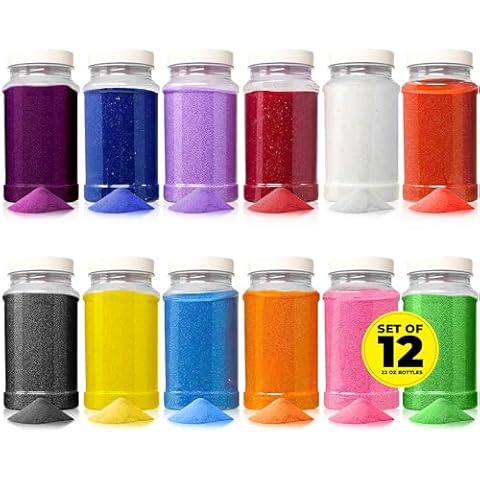 Podzly 16.5 Pound Colored Play Sand - Assorted Colorful Craft Art Available in 12 Colors! Perfect for Sand Art, Crafts, Kids' Projects, Rangoli Colors, and DIY Kits for Kids. Explore Your Creativity! Cover