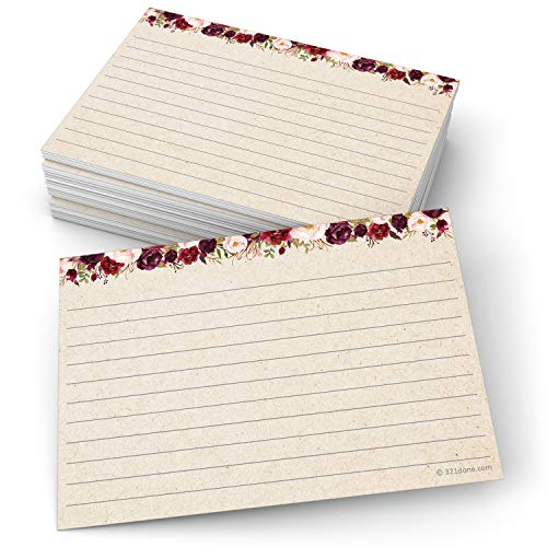 321Done Floral Ruled Index Cards – Made in USA – Large 4×6 (Set of 50), College-Ruled Lined Notecards Double-Sided…
