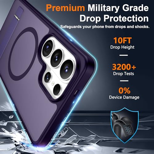 Image of SPIDERCASE Magnetic for Samsung Galaxy S26 Ultra Case,[Built-in Invisible Kickstand][Compatible with Magsafe] Slim Translucent Matte Phone Case for S26 Ultra 6.9'', Purple