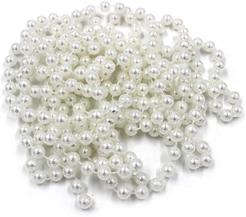 Satyam Kraft 8 mm Gold bead Pearl Ball chain (5 Meter) Garlands for Wedding Decoration, Craft Work lines, Christmas Decor, Hanging Backdrop Ornaments for Christmas Tree Decor, Birthday, X-mas decor(White)