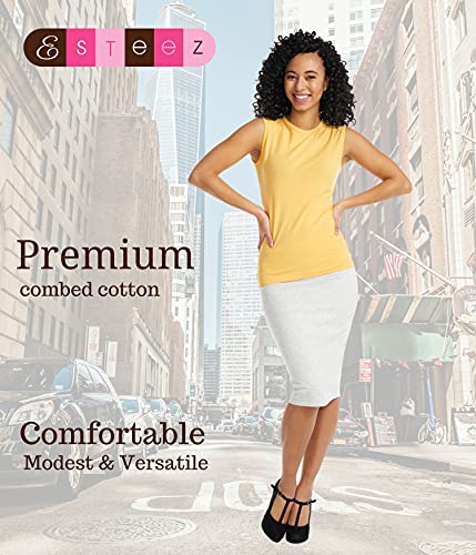 Image of ESTEEZ Women's Sleeveless Fitted Tank Top - Stretch Cotton Blend, Layering Essential