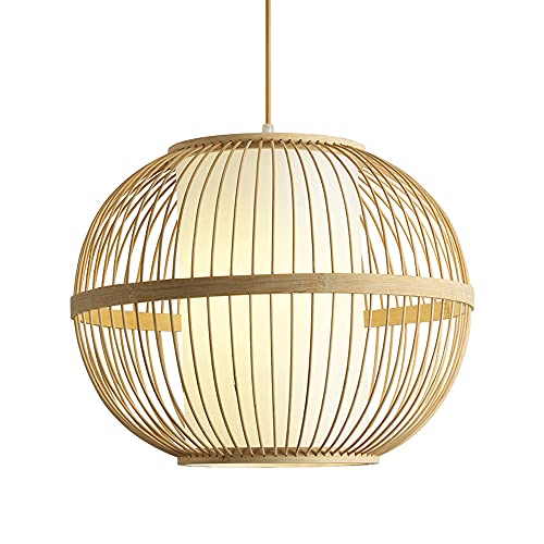 Mini lustre en bambou E27 suspension moderne 1 lumière déco maison