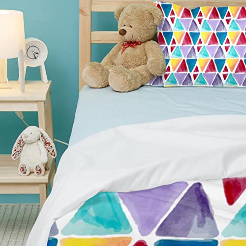 Parure de lit thermique multicolore housse de couette triangles géométriques