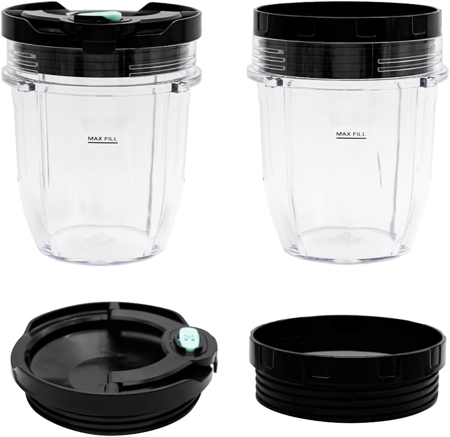 2 Packs 12oz cups with sealing lids and steam-release button lids, Compatible with Nutri Ninja Pro Series and Nutri Ninja Auto-IQ Blender CT640C,CT680,CT682SP,BL450,BL484,BL486CO,BL480