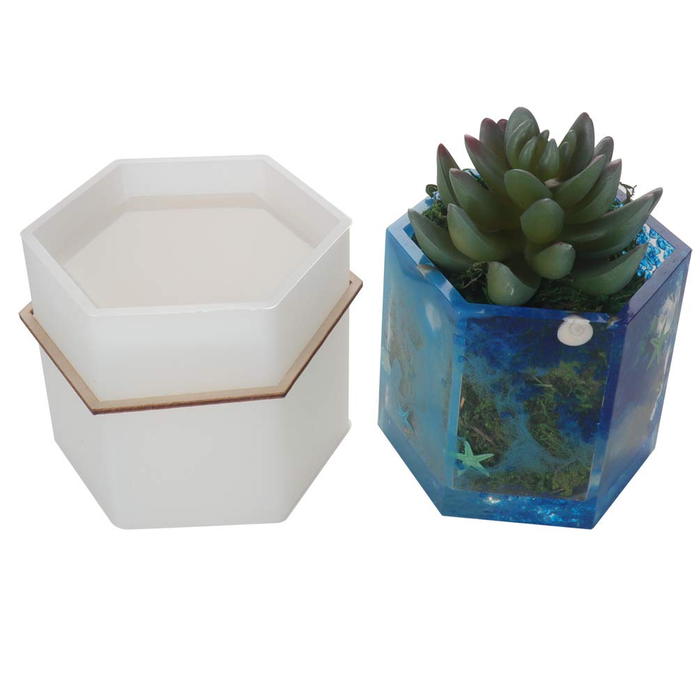 Grande Stampo Esagonale In Silicone Per Resina Epossidica - 7x7,5 Cm (250ml) - Stampi Fai Da Te Per Portavasi, Portapenne E Decorazioni